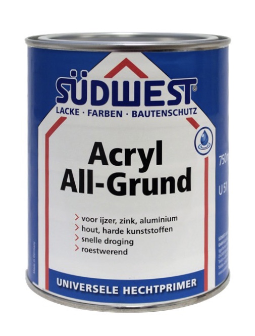 Sudwest ACRYL watergedragen Allgrund U51 grondverf voor hout en hechtlaag voor ijzer, zink, kunststof en aluminium per 750ml