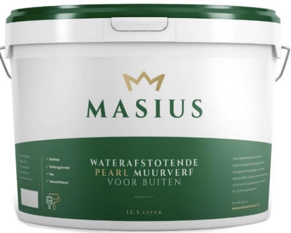 MASIUS® waterafstotende afparelende matte pearl buitenmuurverf op basis van siliconenhars voor buiten per 12,5 liter