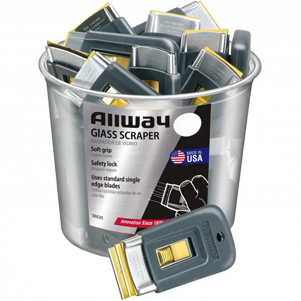 Allway glasschraper softgrip-versie met 5 mesjes - NIEUWSTE VERSIE