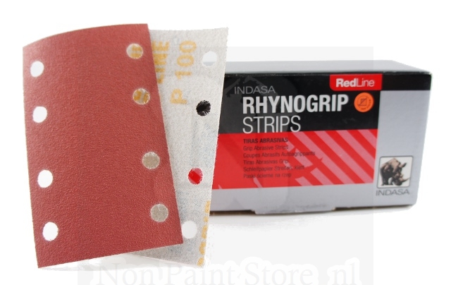 Indasa Rhynogrip RED Line klittenband Strips 81x133mm voor RTS 400 en LE 71/21 met 8 gaten 50 stuks