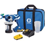 Graco Ultramax Handheld Airless Paint Sprayer 18V met TRIAX Triple Piston pump met 2 x DeWalt accu en lader en 2 tips (één voor lakverf en één voor muurverf)