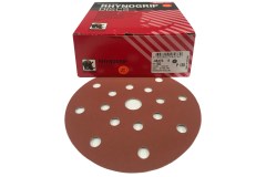 Indasa Rhynogrip RED Line 150mm met ROTEX en ETS 150 compatible 8 + 8 + 1 gaten per 50 schijven