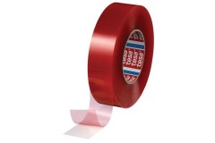 tesa 4965 Original Dubbelzijdige  transparante PET-montagetape folietape rood 0,2mm dik 50 meter lang 19mm breed