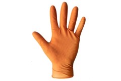 Chemsplash Pumagrip 4070 Oranje ongepoederde disposable nitrile handschoenen met nopjes voor extra grip bij vasthouden van gereedschap per 50 stuks - PROMO 4 + 1 GRATIS