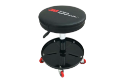 3M schuurstoel met gasveer en 5 wielen en 3M opdruk op zwarte zitting