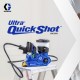 Graco Ultra QuickShot op 20V DeWalt-batterij voor spuitklussen met watergedragen en solvent in krappe ruimtes in tas met 2 x DeWalt accu, lader, 2 filters en 2 laktips